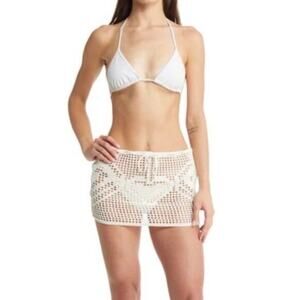 MEMORIAL DAY‎ Heart Crochet Miniskirt in Ecru Size Small
